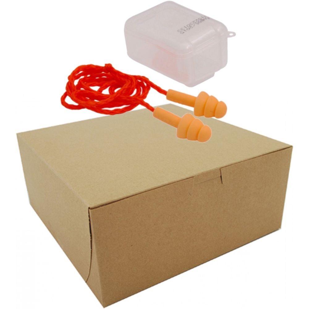 Kit com 100 Protetor Auditivo Tipo Plug 3M Silicone - Laranja