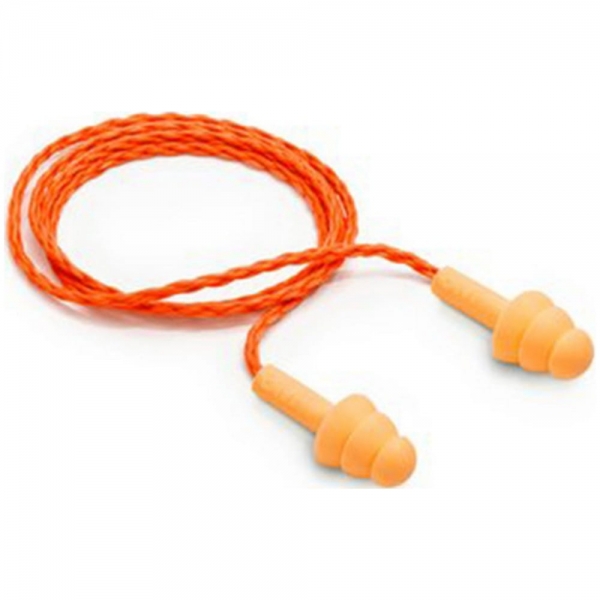 Kit com 100 Protetor Auditivo Tipo Plug 3M Silicone - Laranja