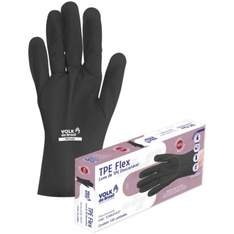 Luva Preta 100 Mãos  Ambidestra Material TPE Flex Sem Pó