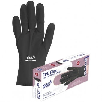 Luva Preta 100 Mãos  Ambidestra Material TPE Flex Sem Pó