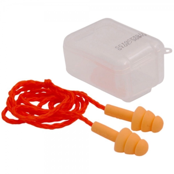 Kit com 100 Protetor Auditivo Tipo Plug 3M Silicone - Laranja