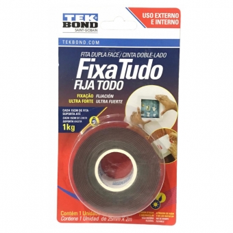 Dupla Face Tekbond Larga 2 metros 25 mm Fixa Tudo