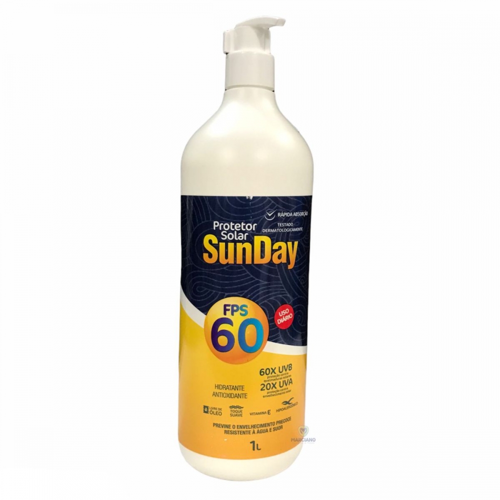 Protetor Solar Sunday FPS 60 Nutriex - 1 Litro - Marciano Equipamentos ...