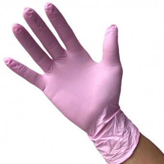 Luva Estetica Rosa Nitrilica Sem Pó Caixa com 100 Mãos Talge