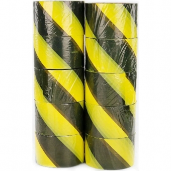 Kit com 10 Fita Zebrada Plastcor Amarela e Preta 200 metros