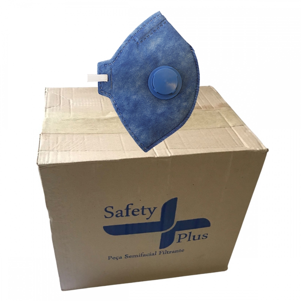 Caixa com 200 Máscara Descartável PFF2 V Valvulada Safety Plus