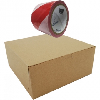 Kit com 10 Fita Zebrada Plastcor Vermelha e Branca 200 metros