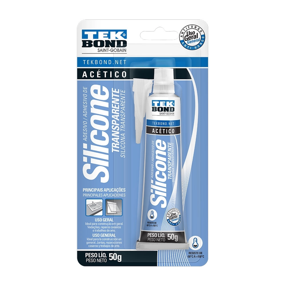 Silicone Transparente Tekbond 30g Antifungo Resistente